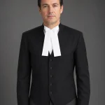 Barrister Waistcoat, black wool, front view