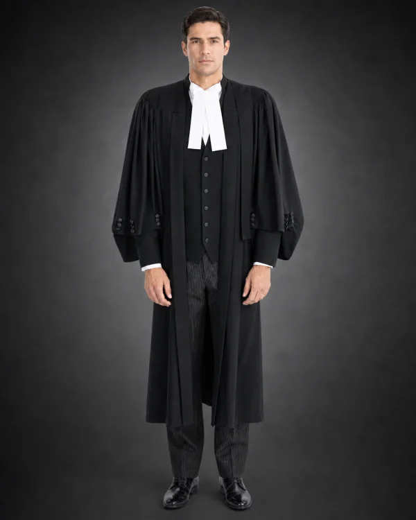 Barrister robe full-length front view on model