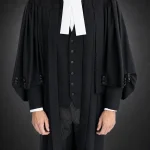 Canadian barrister robe worn with waistcoat and court tabs