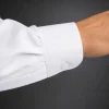 Close-up of the barrel cuff on a white barrister court shirt